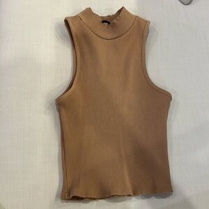 Mock neck tan top